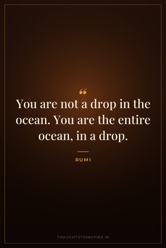 You are not a drop in the ocean. You are… — Rumi