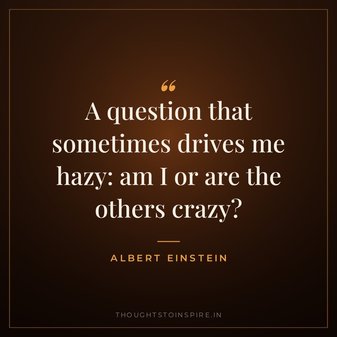 A question that sometimes drives me hazy: am I or are the others crazy? — Albert Einstein