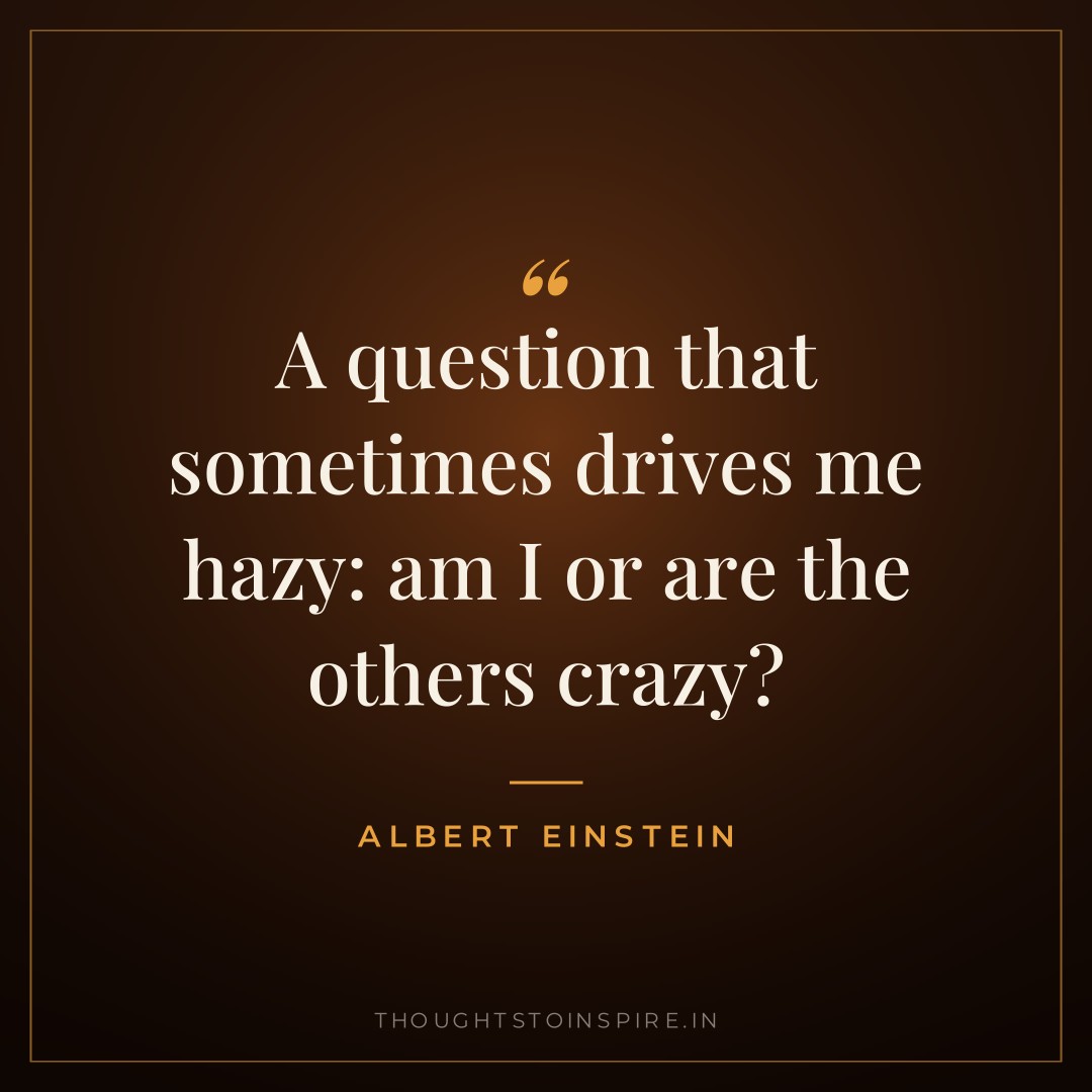 A question that sometimes drives me hazy: am I or are the others crazy? — Albert Einstein
